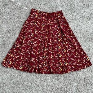 LuLaRoe Madison skirt size xs color burgundy yellow green HAS POCKETS